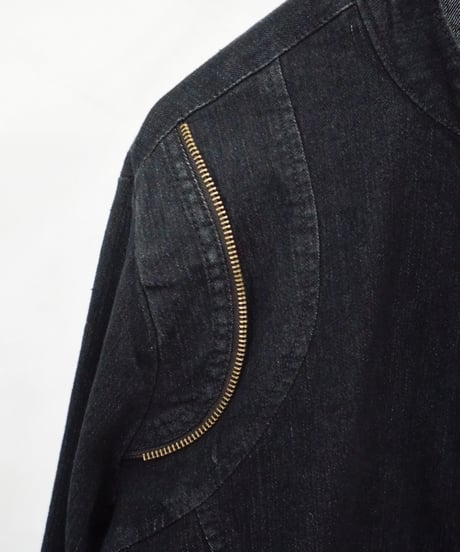 80s Baccini zip-up design black denim jacket