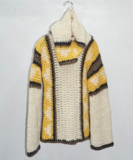 90s made in Italy handmade wool knit with neck warmer