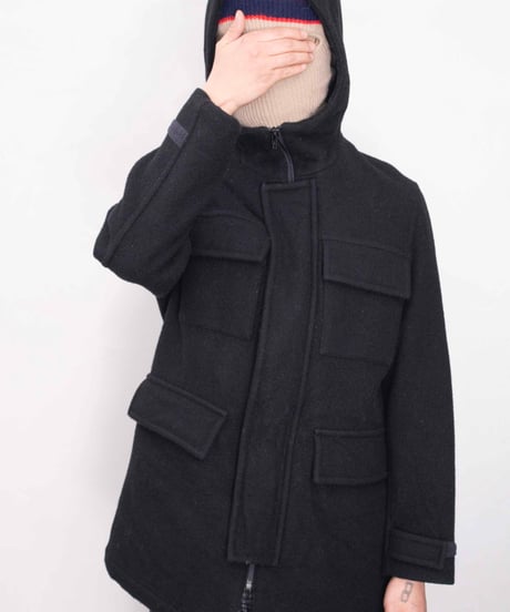 90-00s ixi:z hoooded wool middle coat