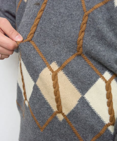 80s pure cashmere argyle knit