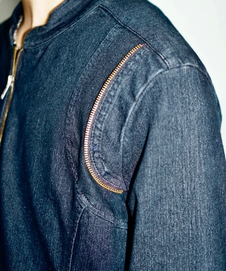 80s Baccini zip-up design black denim jacket