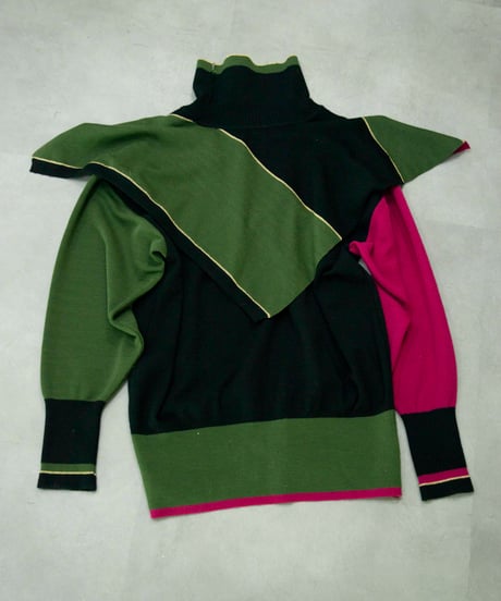 80s DEUXROCHE deformation design wool knit