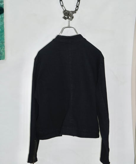 80s Baccini zip-up design black denim jacket