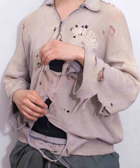 60s vtg HEILEMAN super damaged halfzip sweat