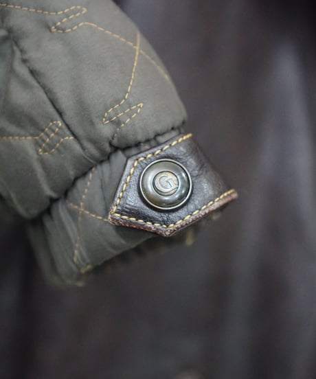 00s TOMSLAB leather/nylon docking padded hood jacket