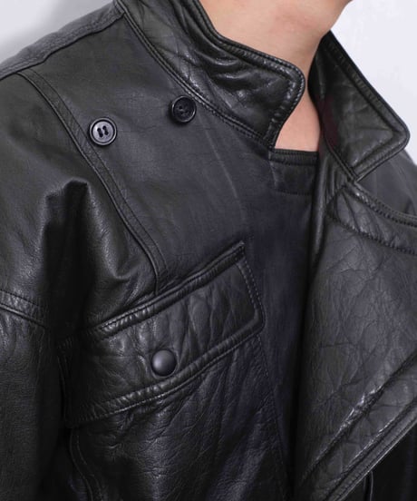 80s vtg TIME TABLE deformation leather jacket