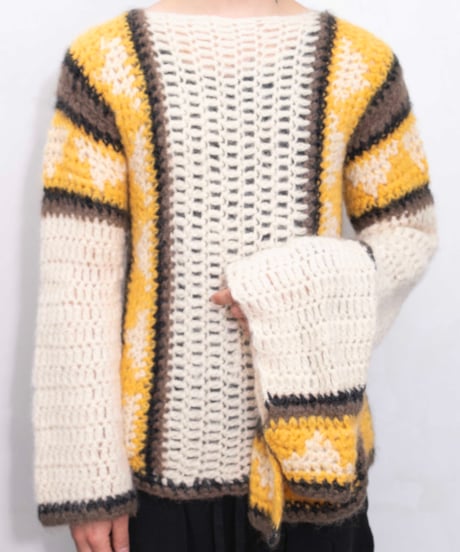 90s made in Italy handmade wool knit with neck warmer