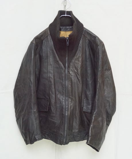 80s Euro vtg leather / knit jacket