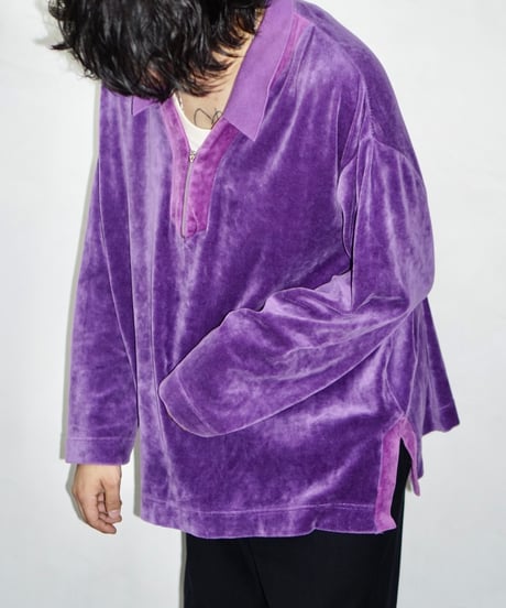 90s vtg velour pullover tops (purple)
