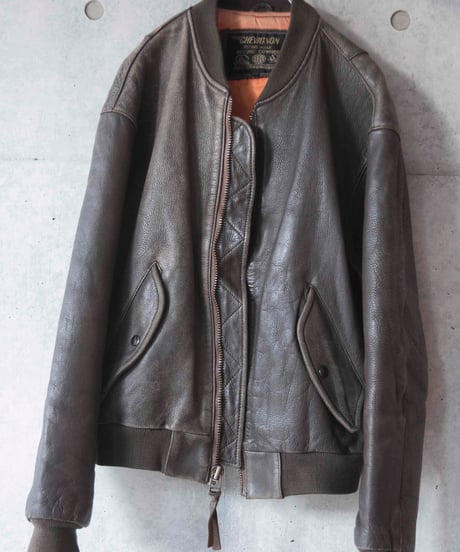 80-90s CHEVIGNON leather bomber jacket