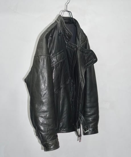 80s vtg TIME TABLE deformation leather jacket