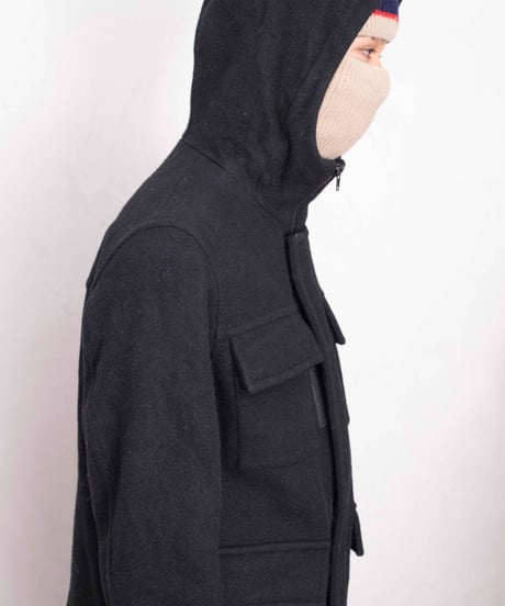 90-00s ixi:z hoooded wool middle coat