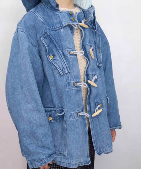90s vtg denim duffle coat