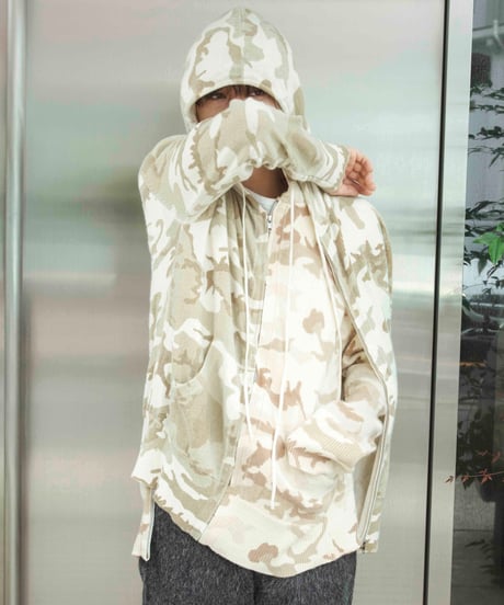 90-00s 'the great china wall' 100% cashmere camo knit hoodie