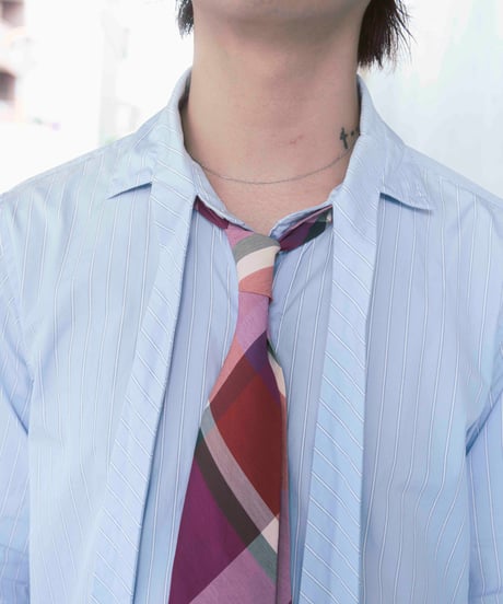 80s Y's for men pale check tie