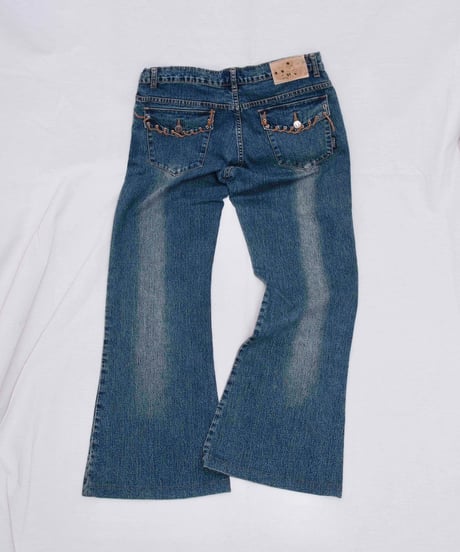 00s FRILLI EXCHANGE lace-up flare denim