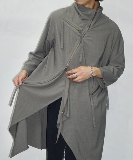 00s bell chu very diagonal zip asymmetry poly coat