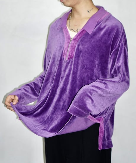 90s vtg velour pullover tops (purple)