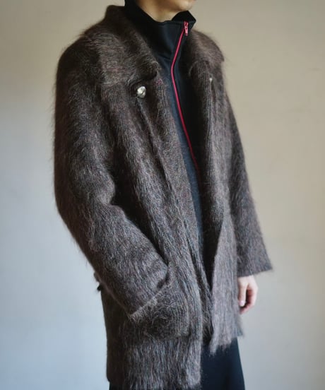 80s vtg PINORE mohair shaggy coat (chocolate brown)