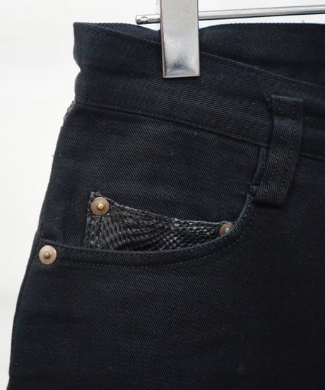 90s arrston volaju snake leather switching black denim