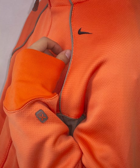00s NIKE orange tech poly hood jacket