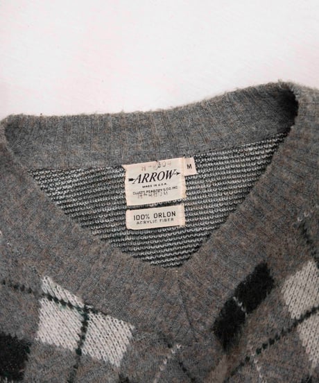 60s ARROW argyle shaggy knit sweater