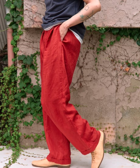 90s vtg red linen slacks