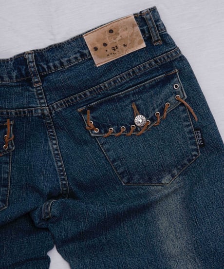 00s FRILLI EXCHANGE lace-up flare denim
