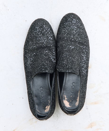 JIMMY CHOO glitter leather slip-on