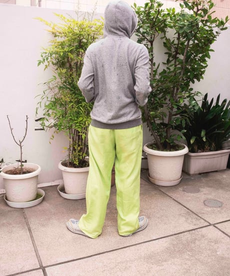 lime green linen baggy pants