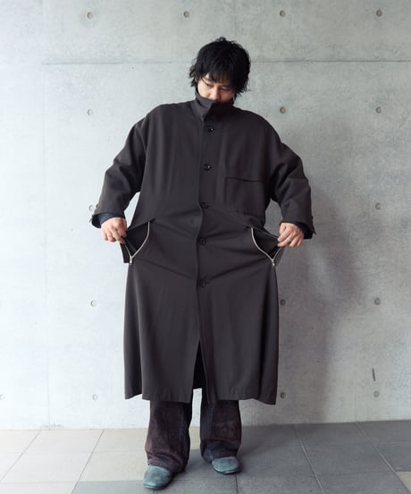 90s wool gabardine long coat