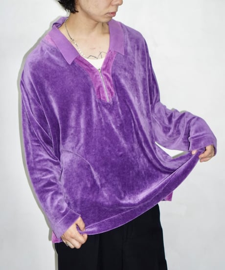 90s vtg velour pullover tops (purple)