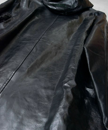 90s CANOE LAKE hoodie pig leather coat