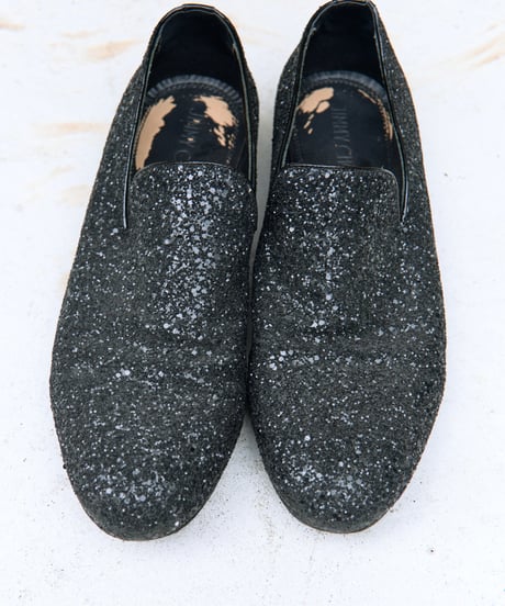 JIMMY CHOO glitter leather slip-on