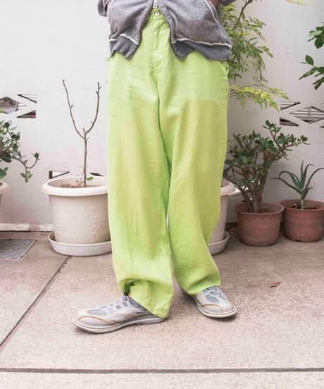 lime green linen baggy pants