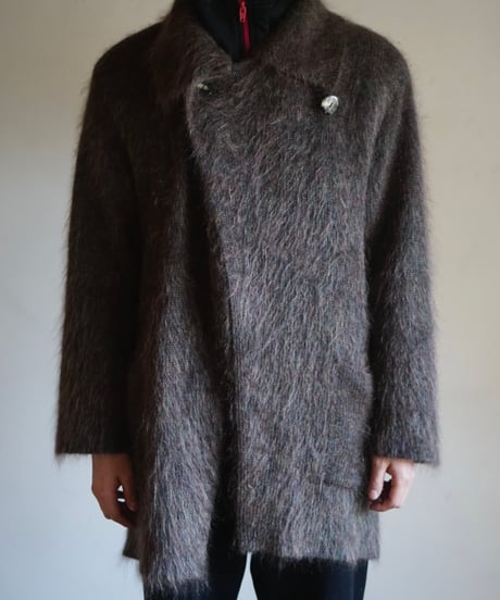 80s vtg PINORE mohair shaggy coat (chocolate brown)