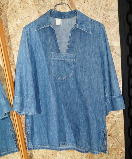 70s vtg hippie pullover denim shirts