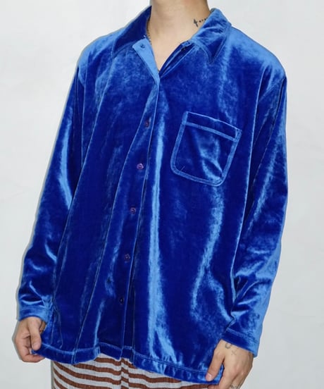 90s HONORS ocean blue velour shirts