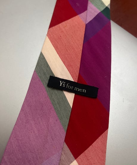 80s Y's for men pale check tie