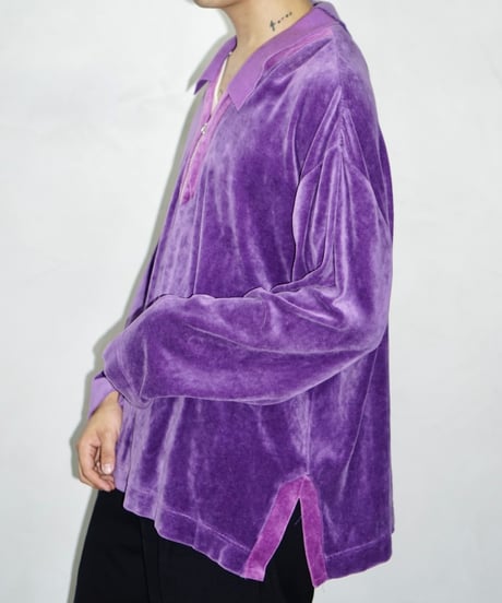 90s vtg velour pullover tops (purple)