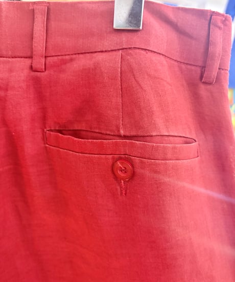 90s vtg red linen slacks