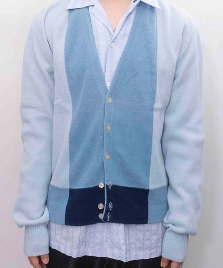 70s vtg three tone knit cardigan