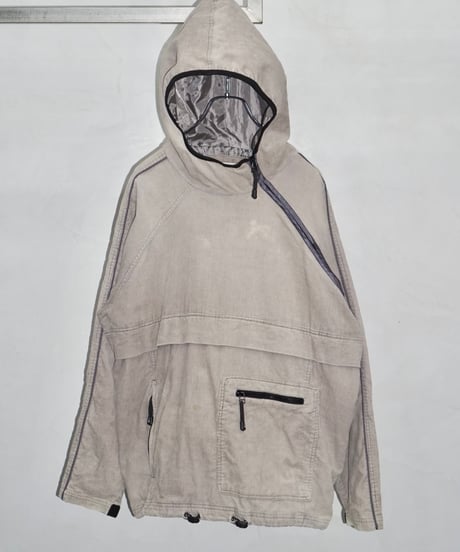 00s diagonal zip design corduroy anorak