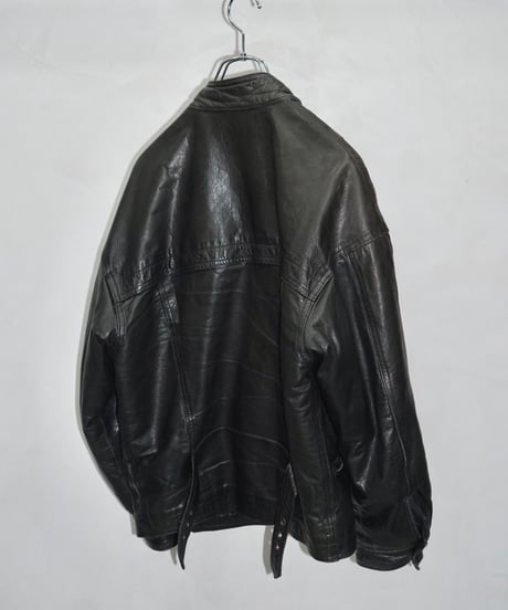 80s vtg TIME TABLE deformation leather jacket