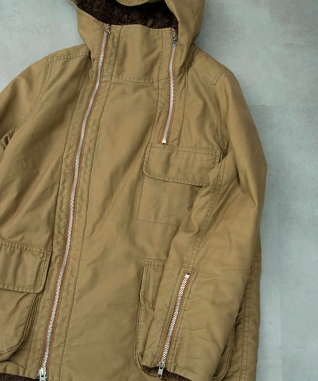 zucca 00s deformation zip boa hoodie coat