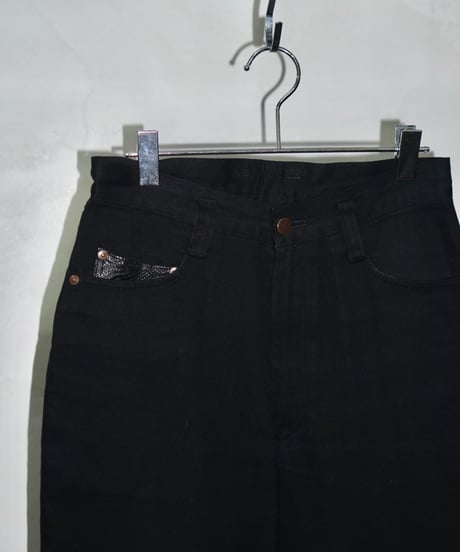 90s arrston volaju snake leather switching black denim