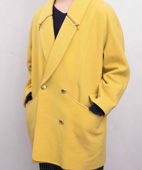 80s vtg zip design wool tailored coat
