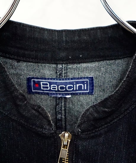 80s Baccini zip-up design black denim jacket