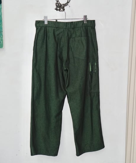 1990s Italy military shiny cotton pants