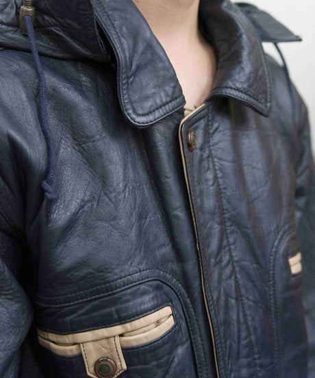 80s vtg Storm Bird sheepskin leather middle coat